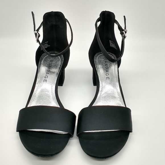 Rampage Glyterzz Heels Open Toe Ankle Strap Black - Picture 2 of 7